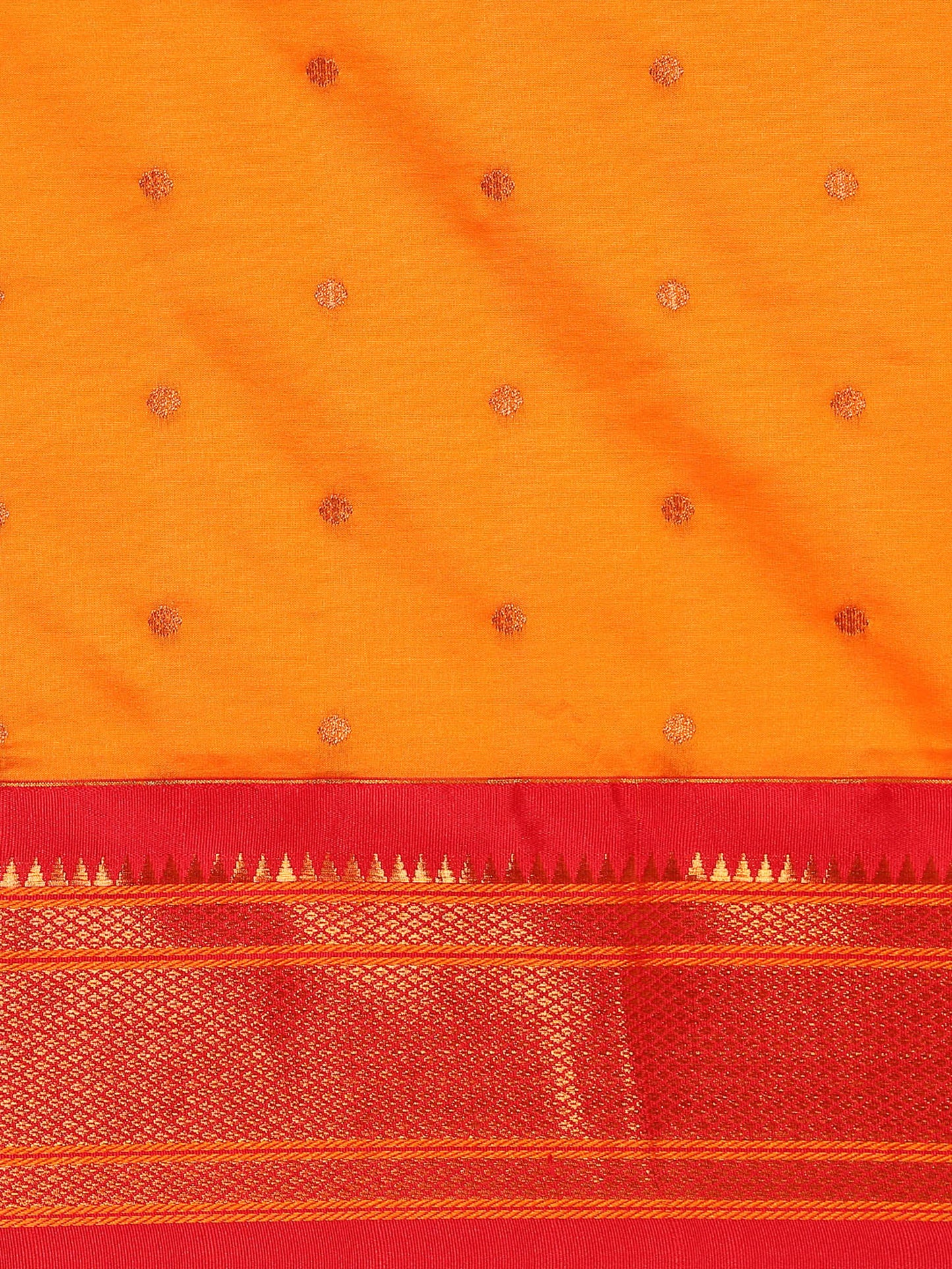 Swamini Mango Orange & Red Soft Silk Maharani Nauvari Paithani Saree