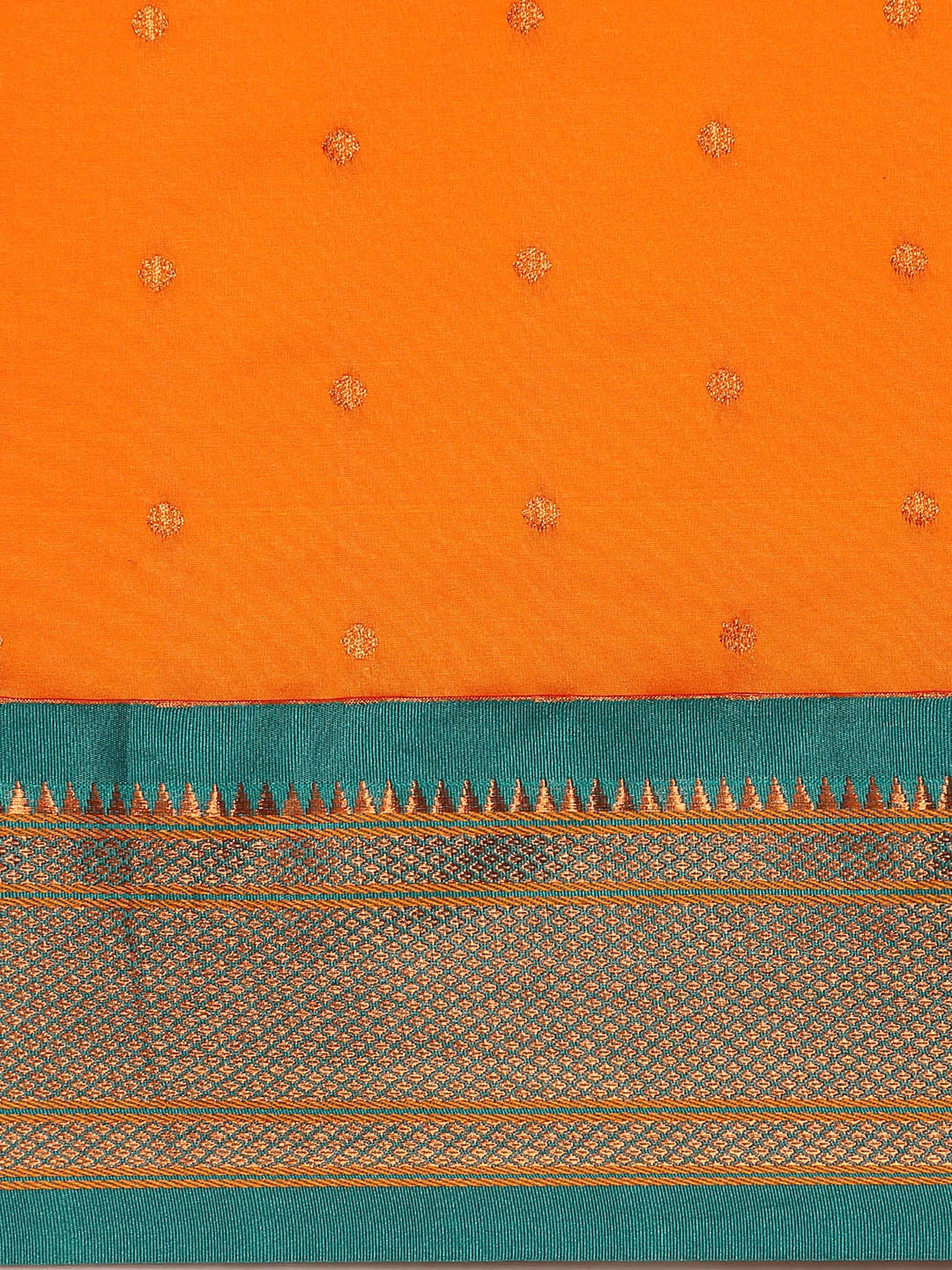 Swamini Orange & Rama Soft Silk Maharani Nauvari Paithani Saree