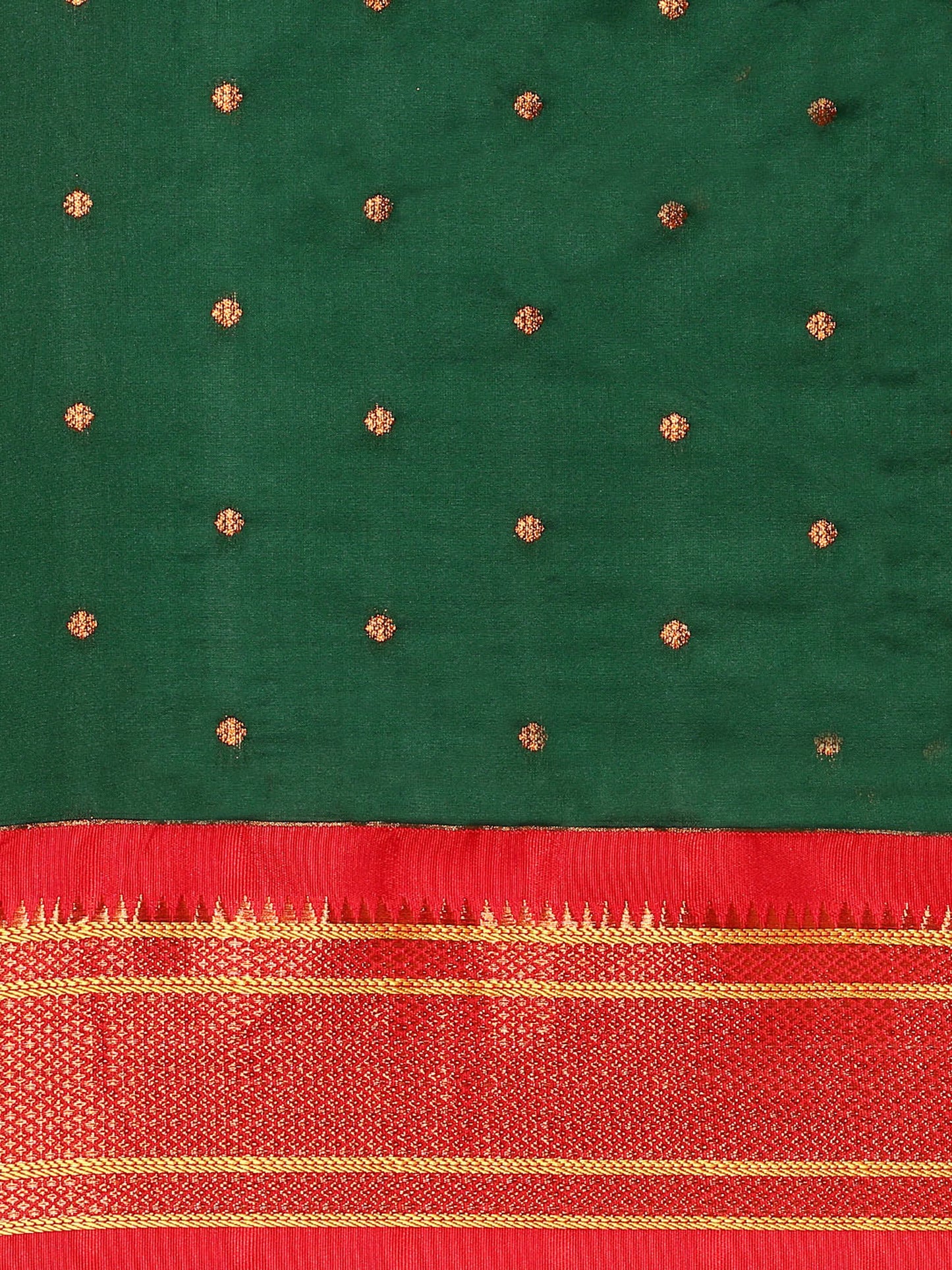 Neha Bottle Green & Red Soft Silk Maharani Paithani Saree