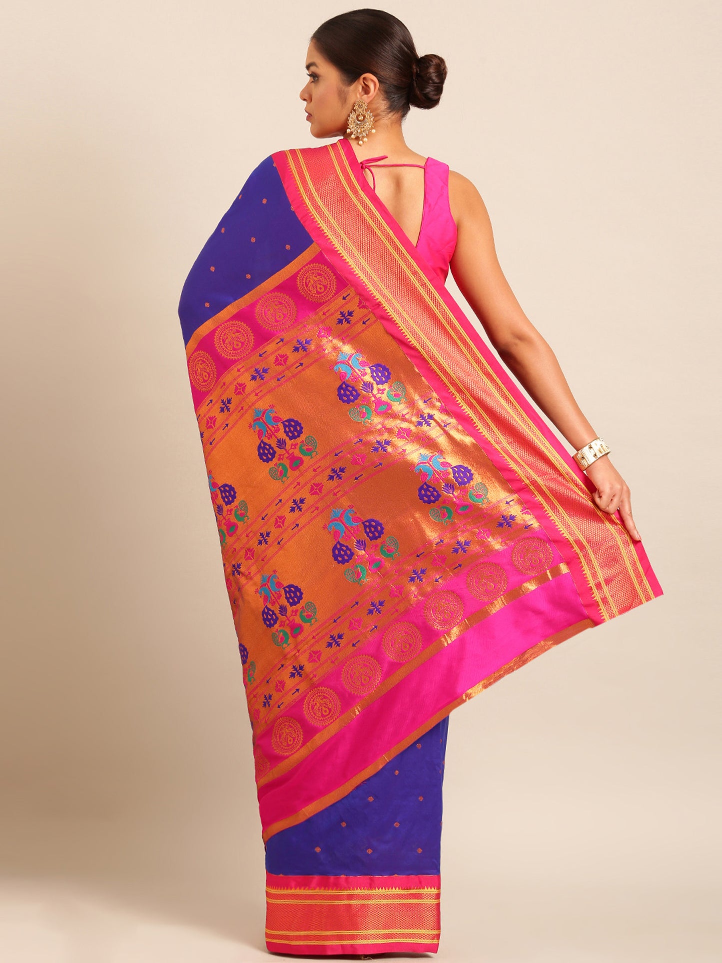 Neha Royal Blue & Pink Soft Silk Maharani Paithani Saree