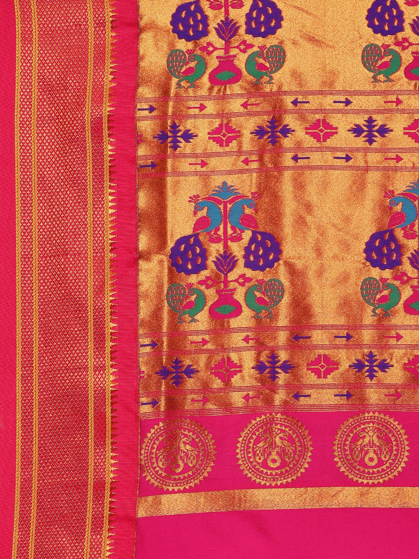 Neha Rama & Pink Soft Silk Maharani Paithani Saree