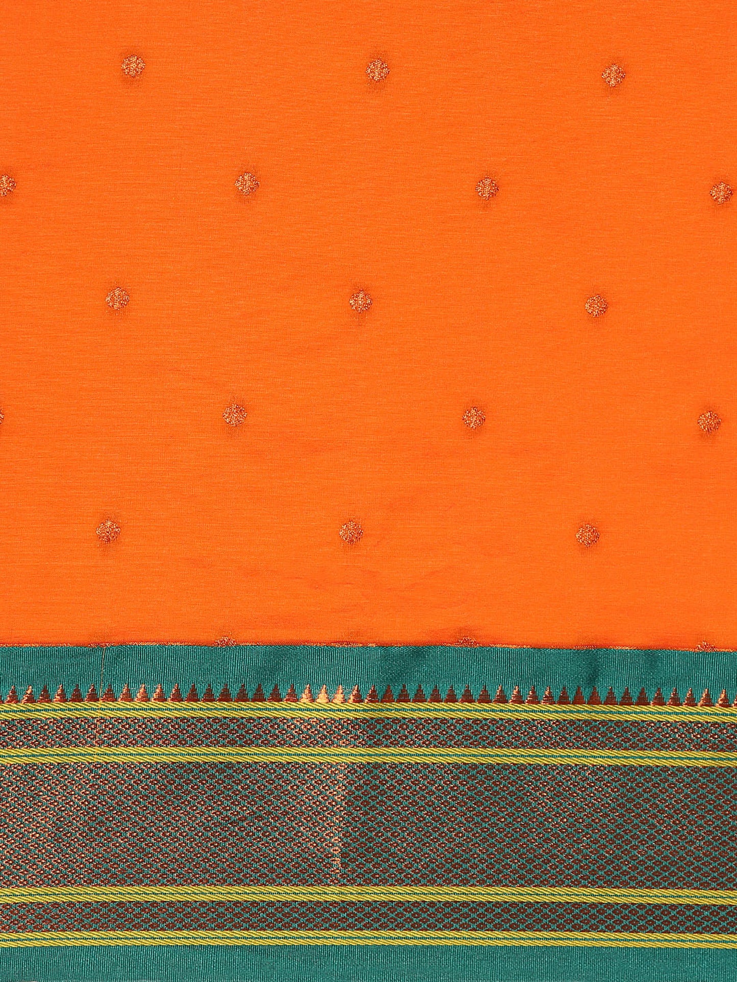 Neha Orange & Rama Soft Silk Maharani Paithani Saree