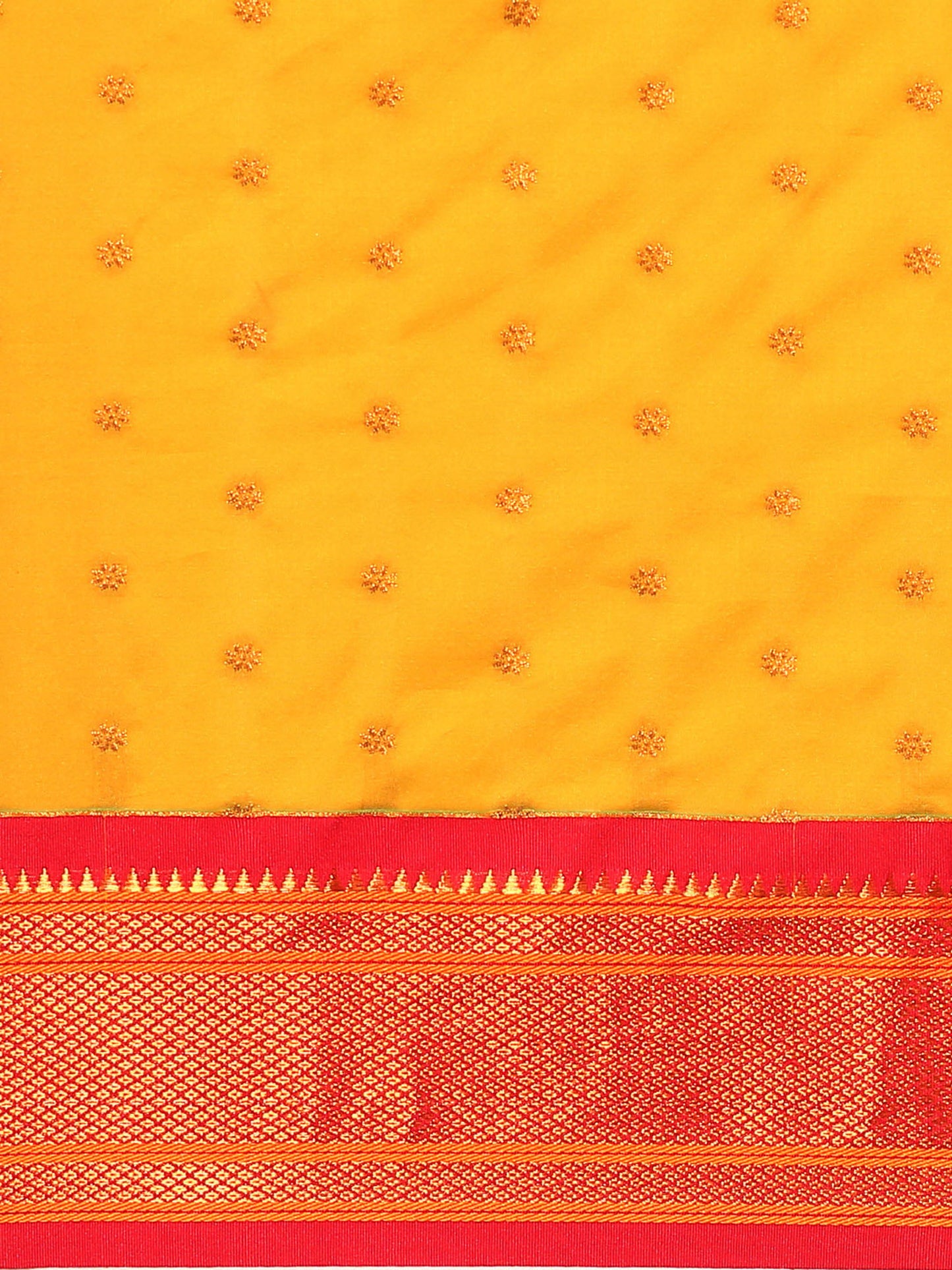 Rashmika Mustard & Red Soft Silk Double Pallu Paithani Saree