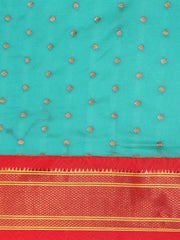 Rashmika Chintamani Blue & Red Soft Silk Double Pallu Paithani Saree Varkala Silk Sarees