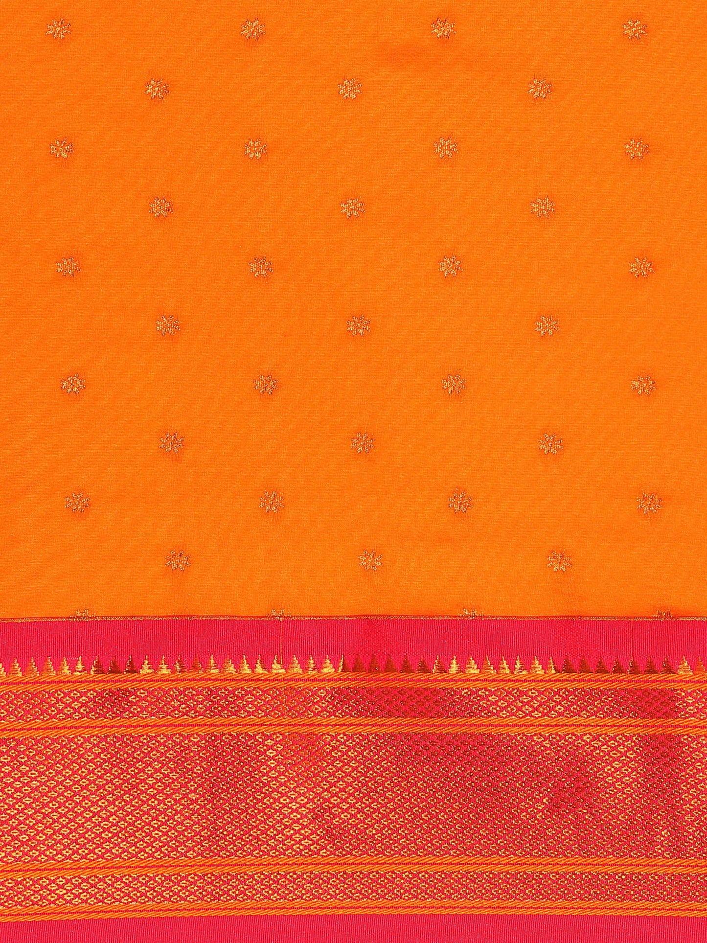 Rashmika Orange & Pink Soft Silk Double Pallu Paithani Saree