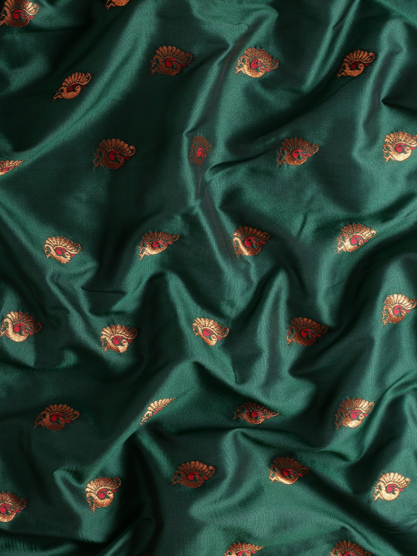 Usha Bottle Green & Red Soft Silk Maharani Paithani Saree