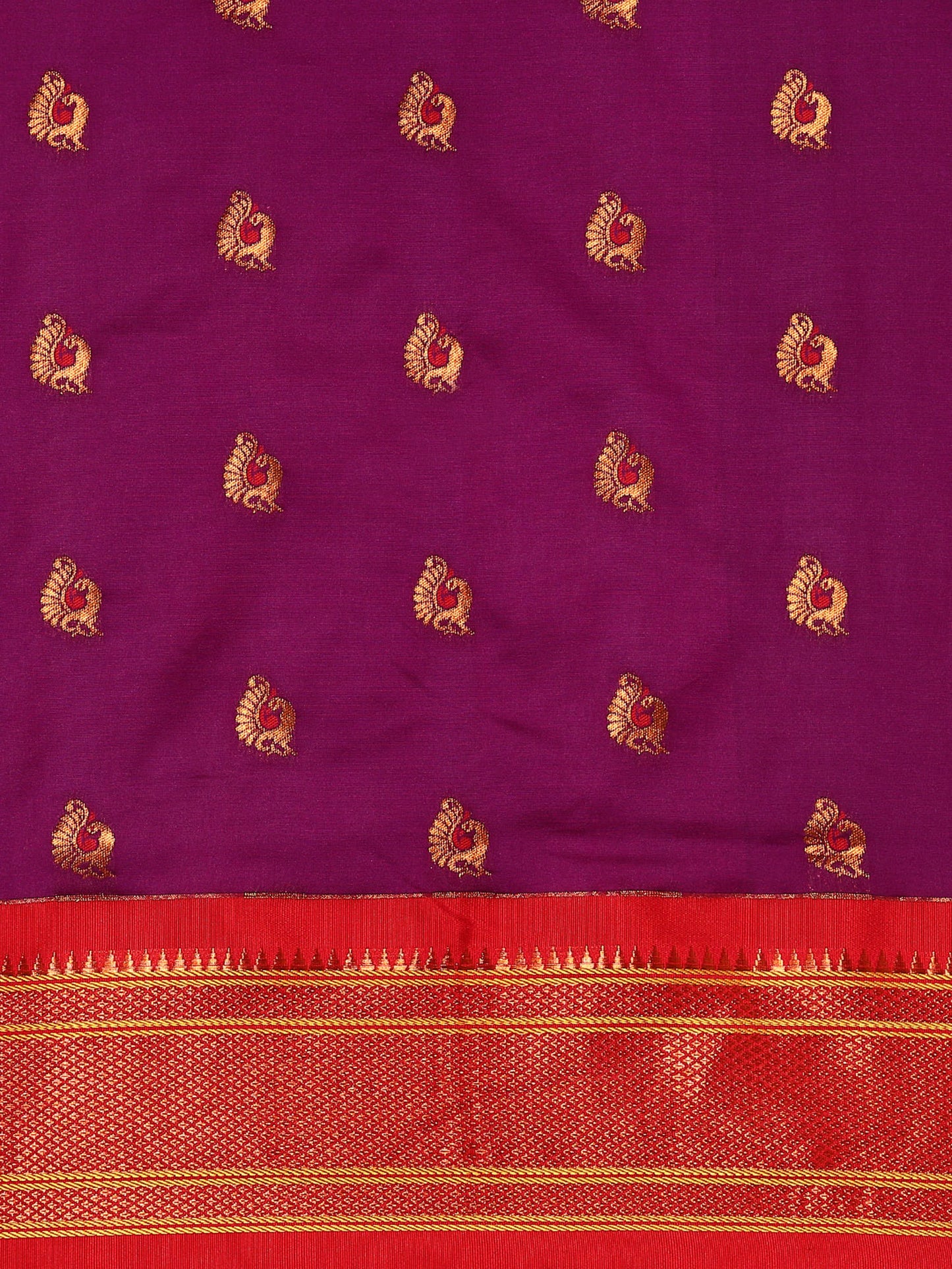 Usha Purple & Red Soft Silk Maharani Paithani Saree