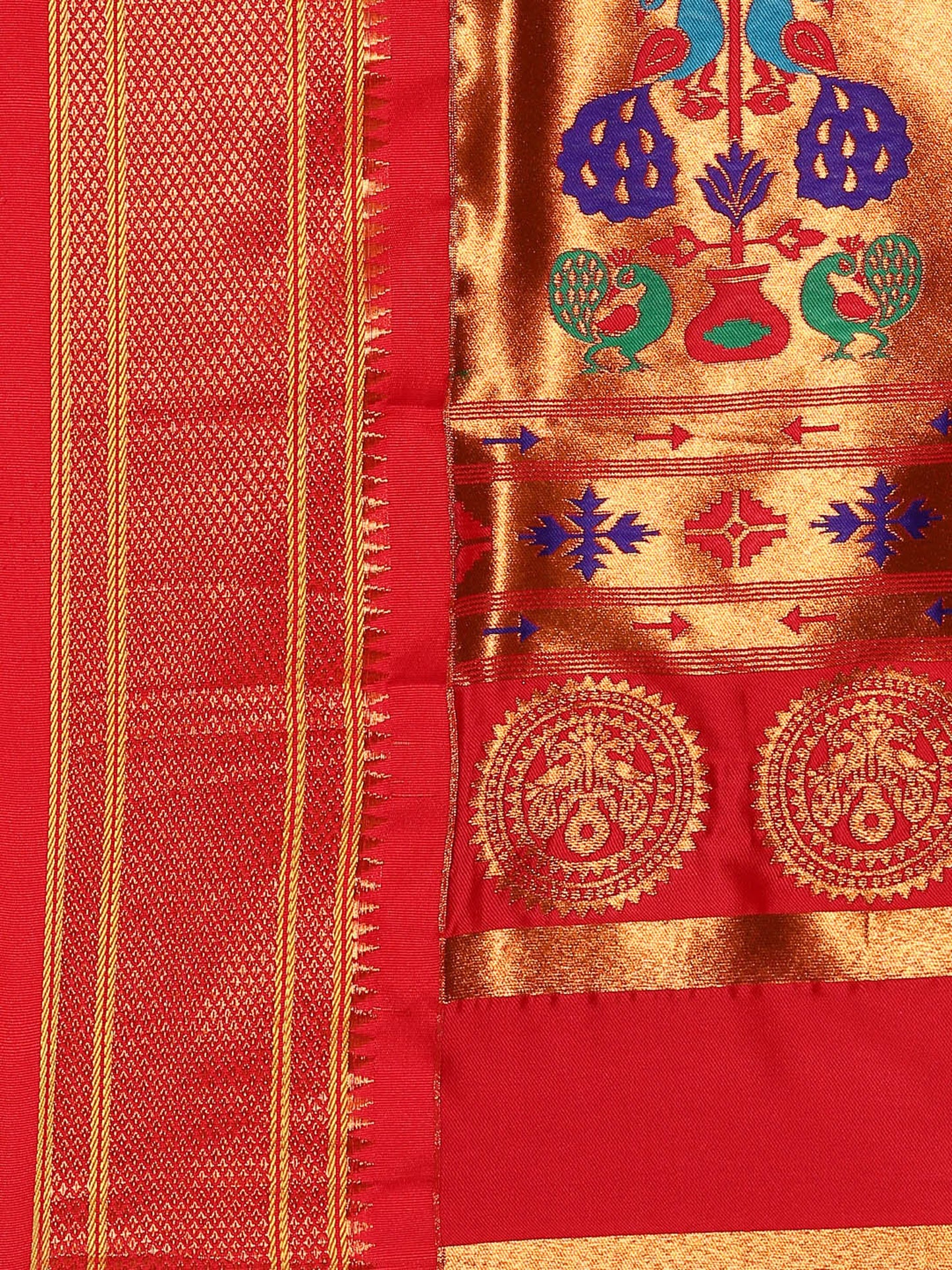 Usha Purple & Red Soft Silk Maharani Paithani Saree