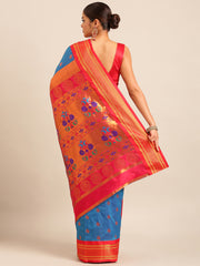 Usha Firozi & Red Soft Silk Maharani Paithani Saree