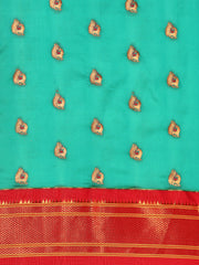 Usha Sea Green & Red Soft Silk Maharani Paithani Saree