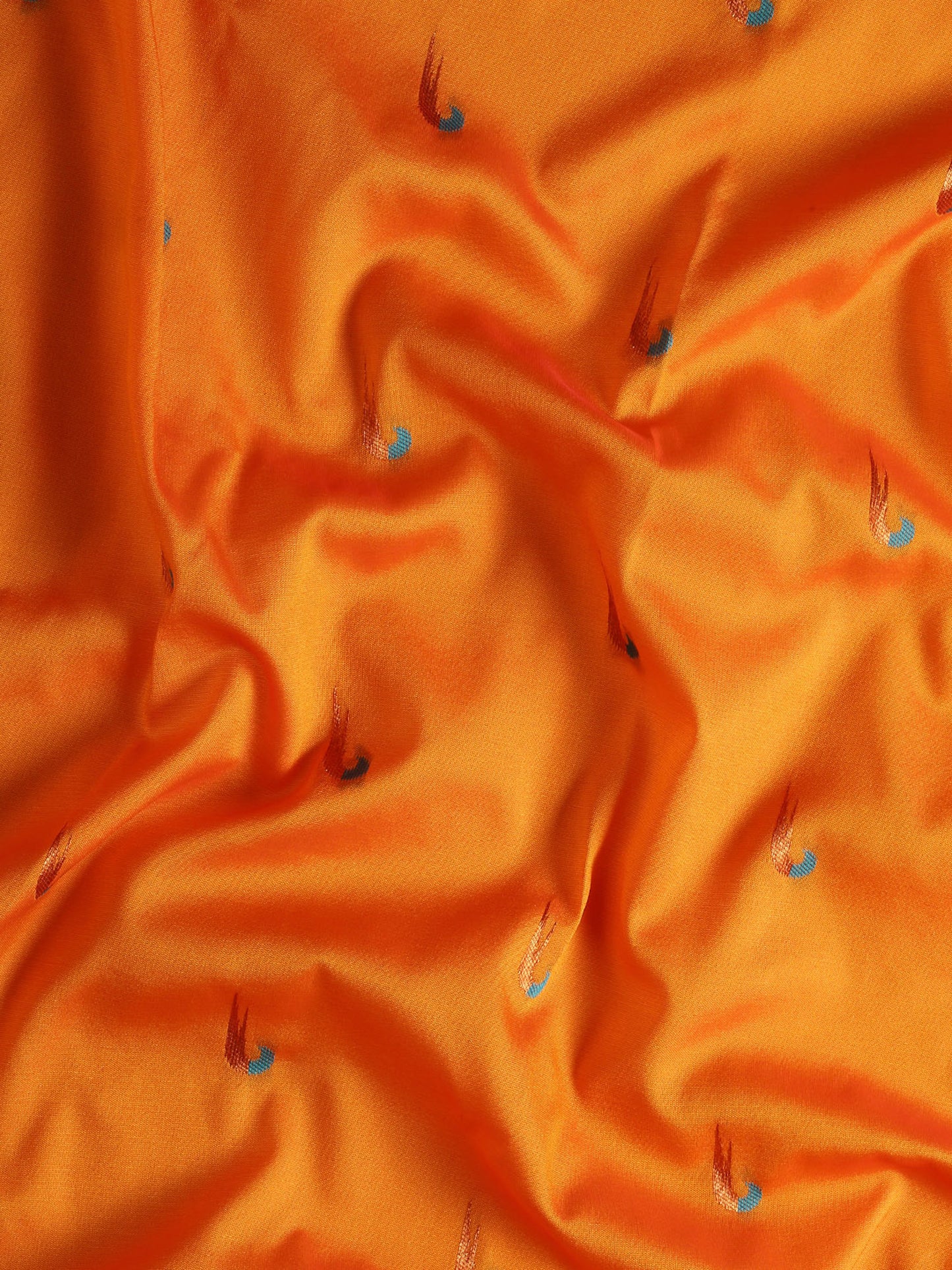 Amruta Mango Orange & Rama Soft Silk Muniya Paithani Saree