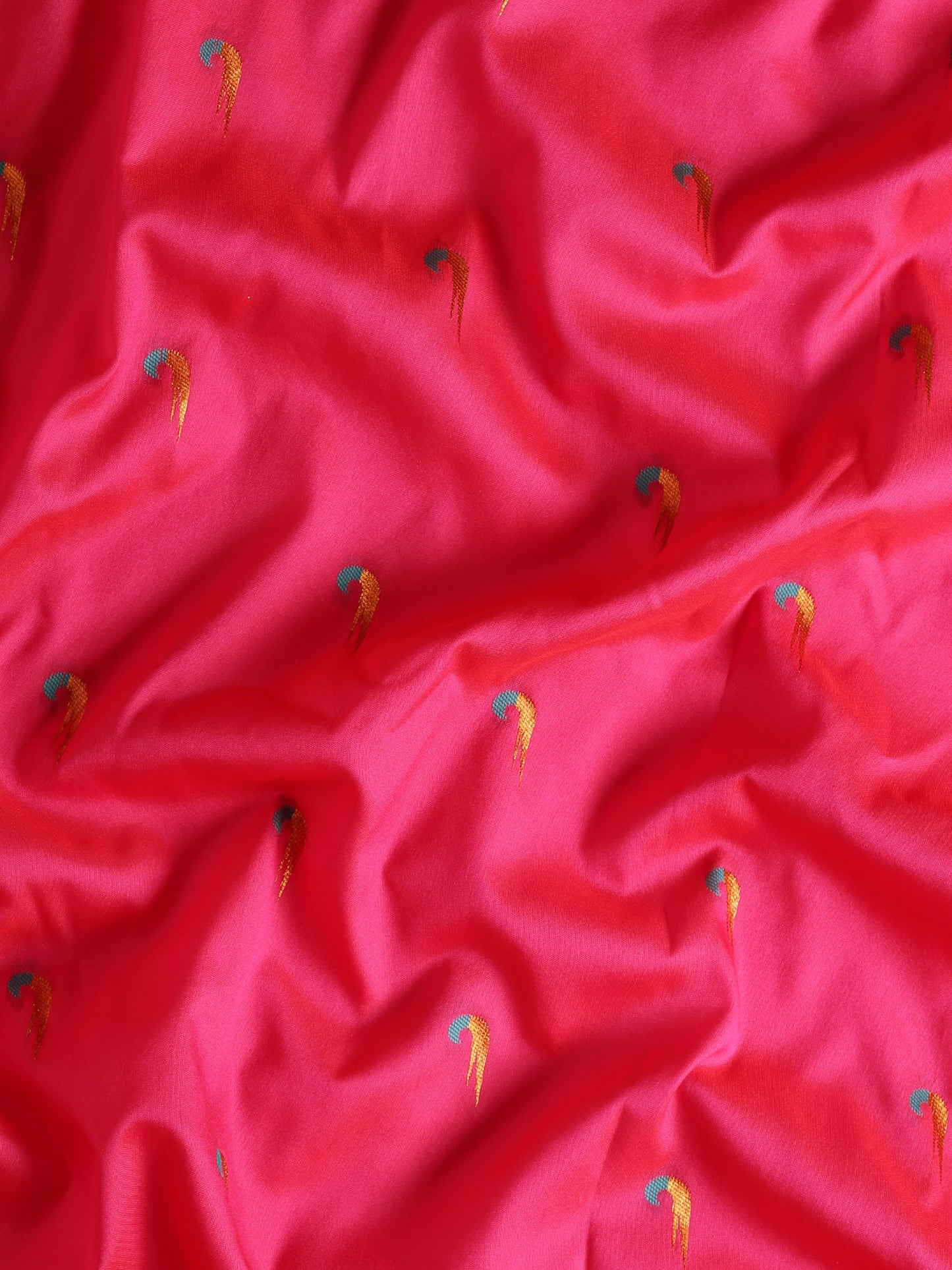 Amruta Hot Pink & Rama Soft Silk Muniya Paithani Saree