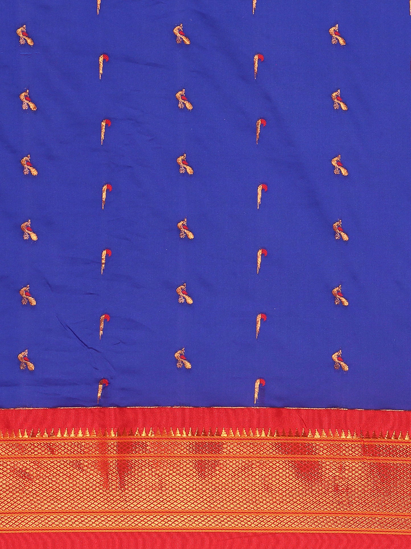 Aarushi Royal Blue & Red Soft Silk Muniya Paithani Saree
