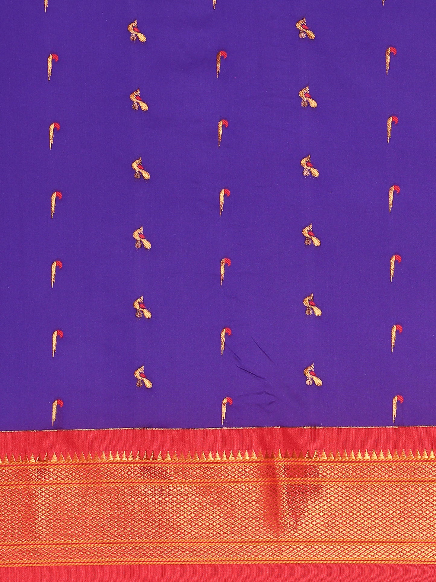 Aarushi Indigo Blue & Red Soft Silk Muniya Paithani Saree