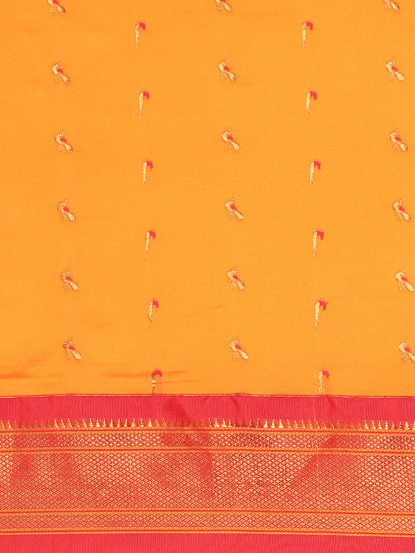 Aarushi Orange & Red Soft Silk Muniya Paithani Saree