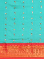Suruchi Chintamani Blue & Red Soft Silk Muniya Paithani Saree