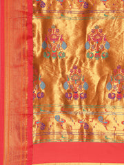 Suruchi Chintamani Blue & Red Soft Silk Muniya Paithani Saree