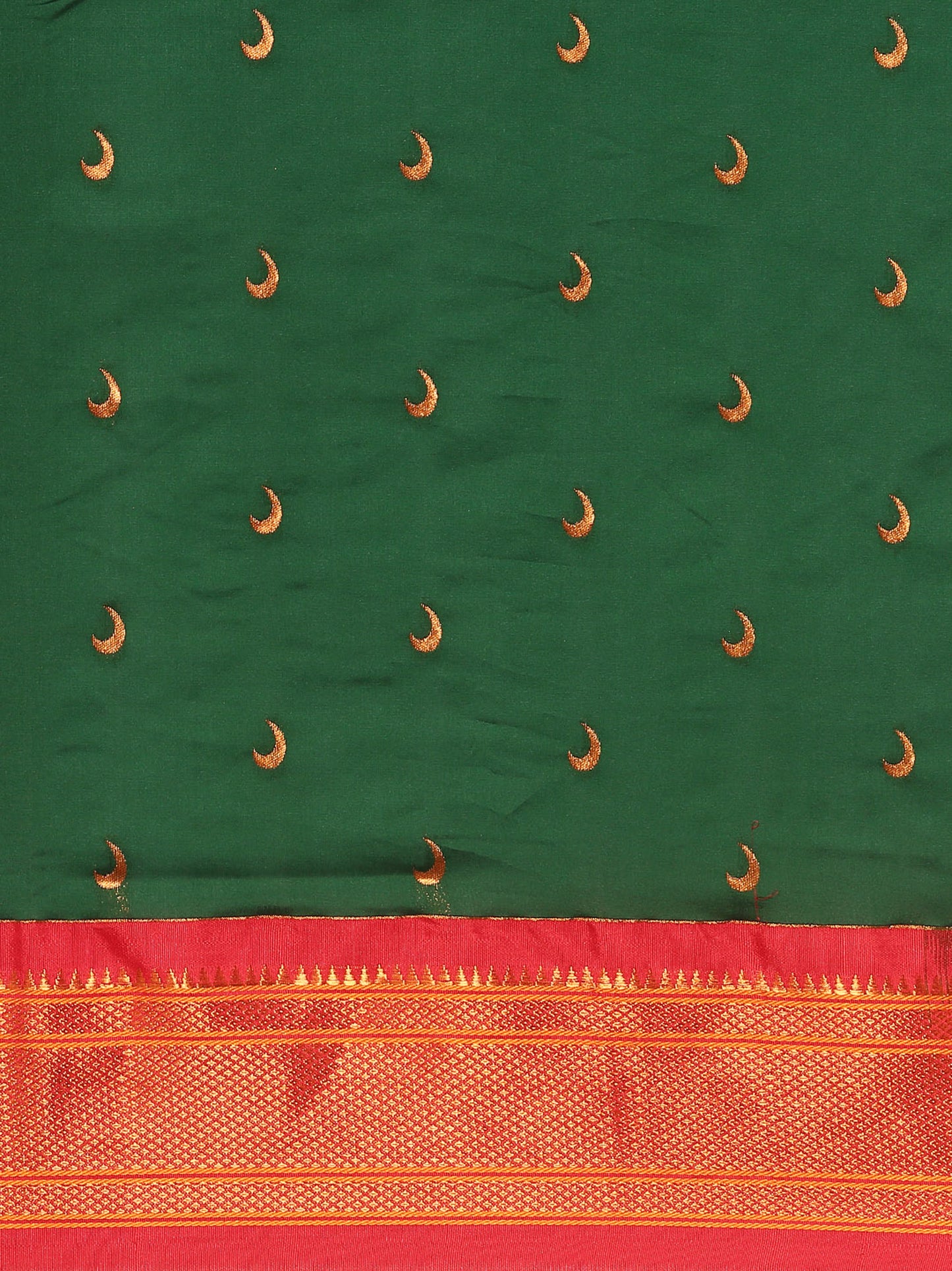 Chandrkala Bottle Green & Red Soft Silk Chandrakor Paithani Saree