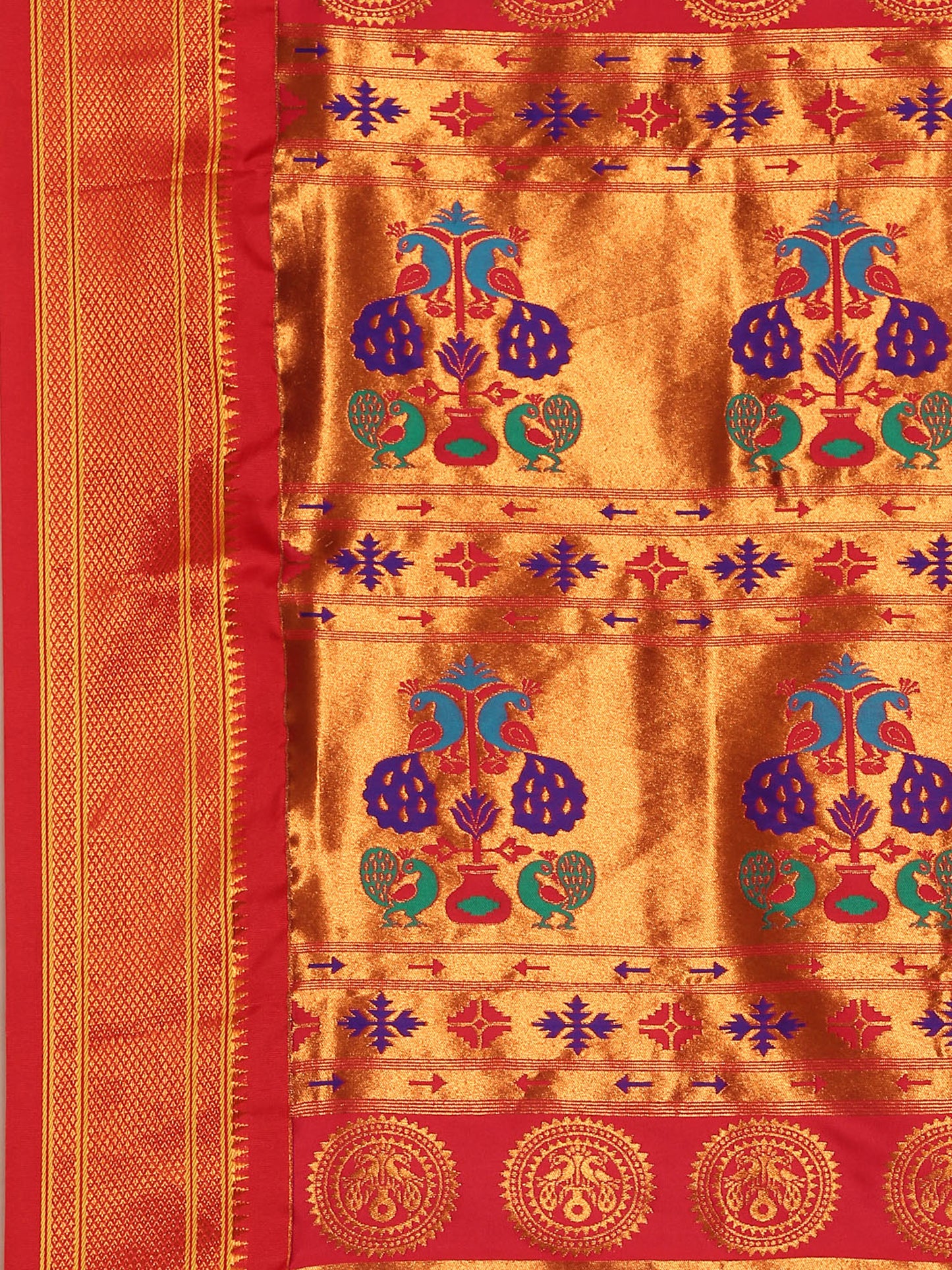 Chandrkala Purple & Red Soft Silk Chandrakor Paithani Saree