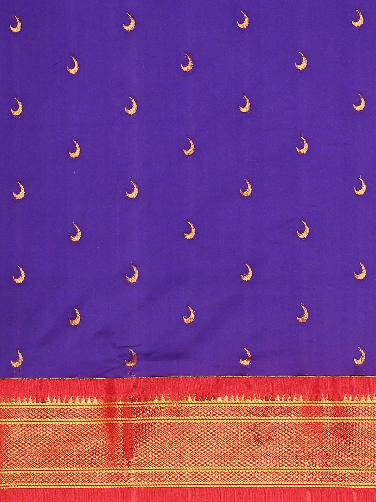 Chandrkala Indigo Blue & Red Soft Silk Chandrakor Paithani Saree
