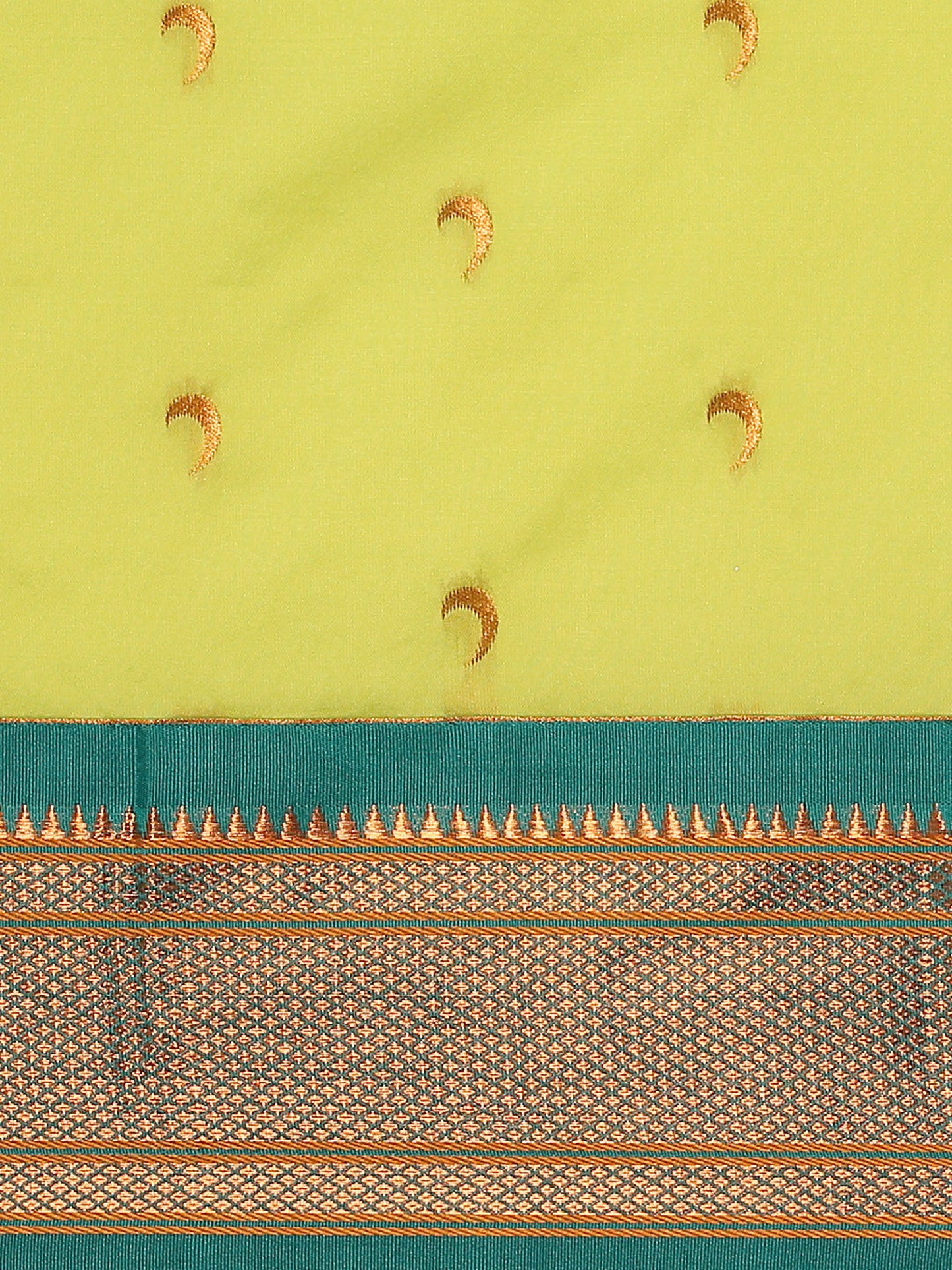 Chandrkala Parrot Green & Rama Soft Silk Chandrakor Paithani Saree