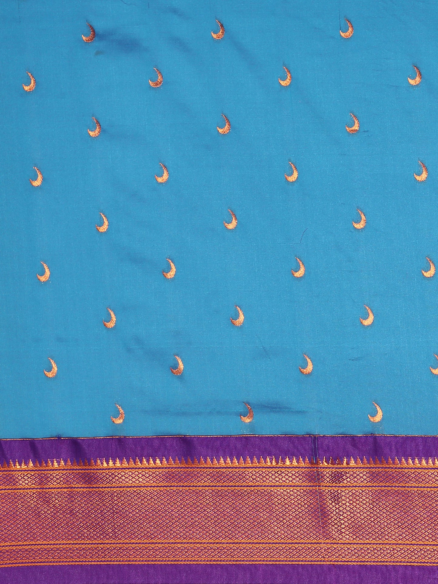 Chandrkala Firozi & Violet Soft Silk Chandrakor Paithani Saree