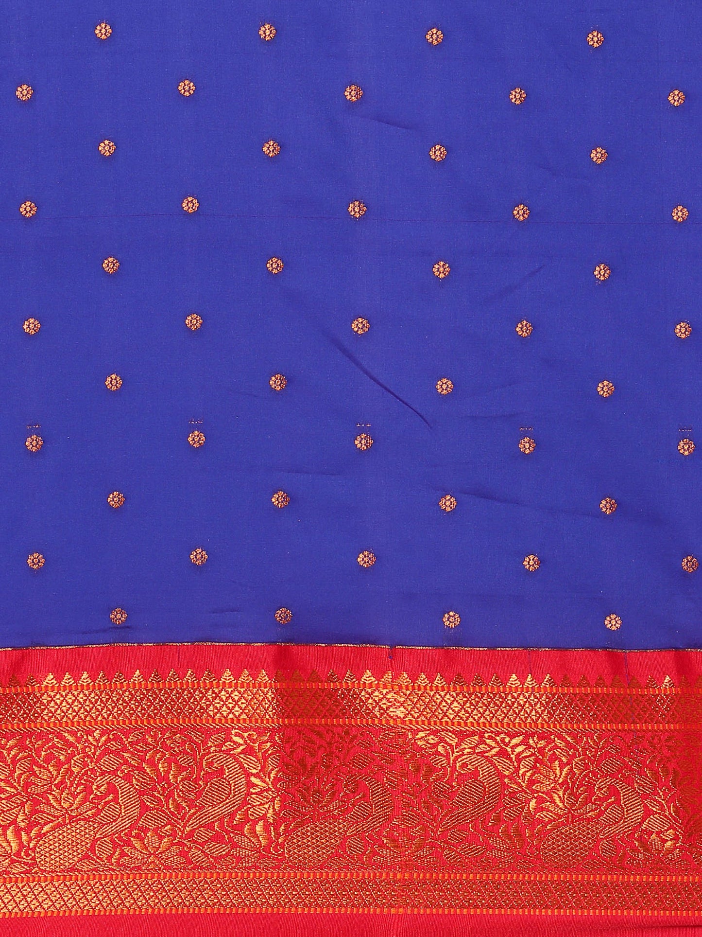 Kanika Royal Blue & Red Soft Silk Fancy Pallu Kadiyal Paithani Saree