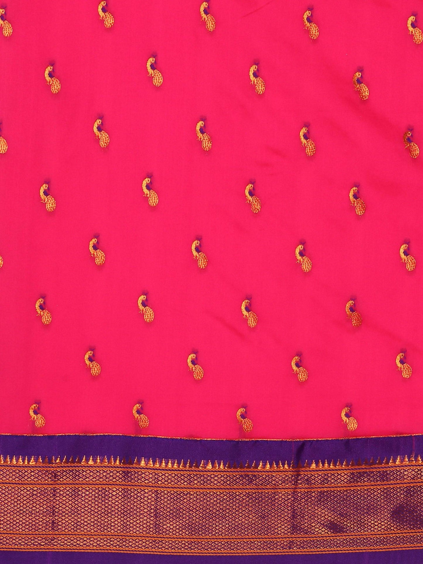 Myra Hot Pink & Violet Soft Silk Kadiyal Maharani Paithani Saree