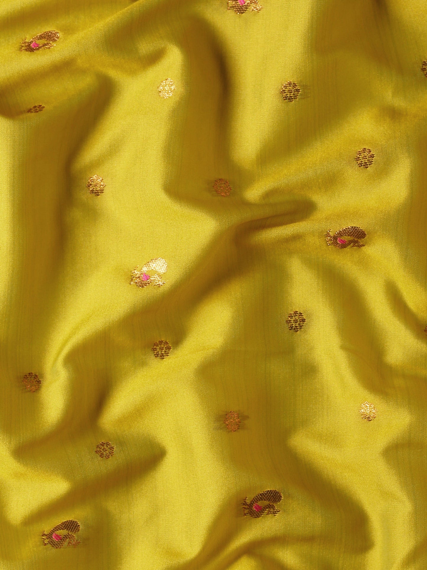 Mukta Mustard & Pink Soft Silk Kadiyal Maharani Paithani Saree