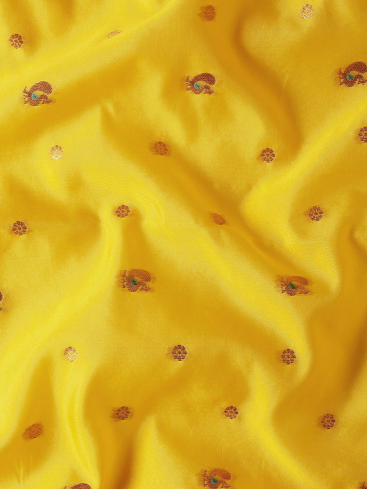 Mukta Haldi & Rama Soft Silk Kadiyal Maharani Paithani Saree