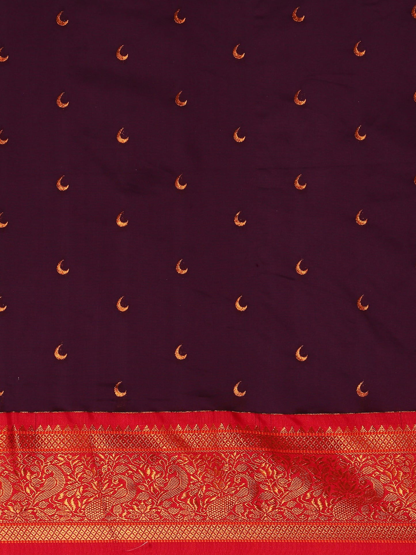 Chandani Maroon & Red Soft Silk Chandrakor Paithani Saree
