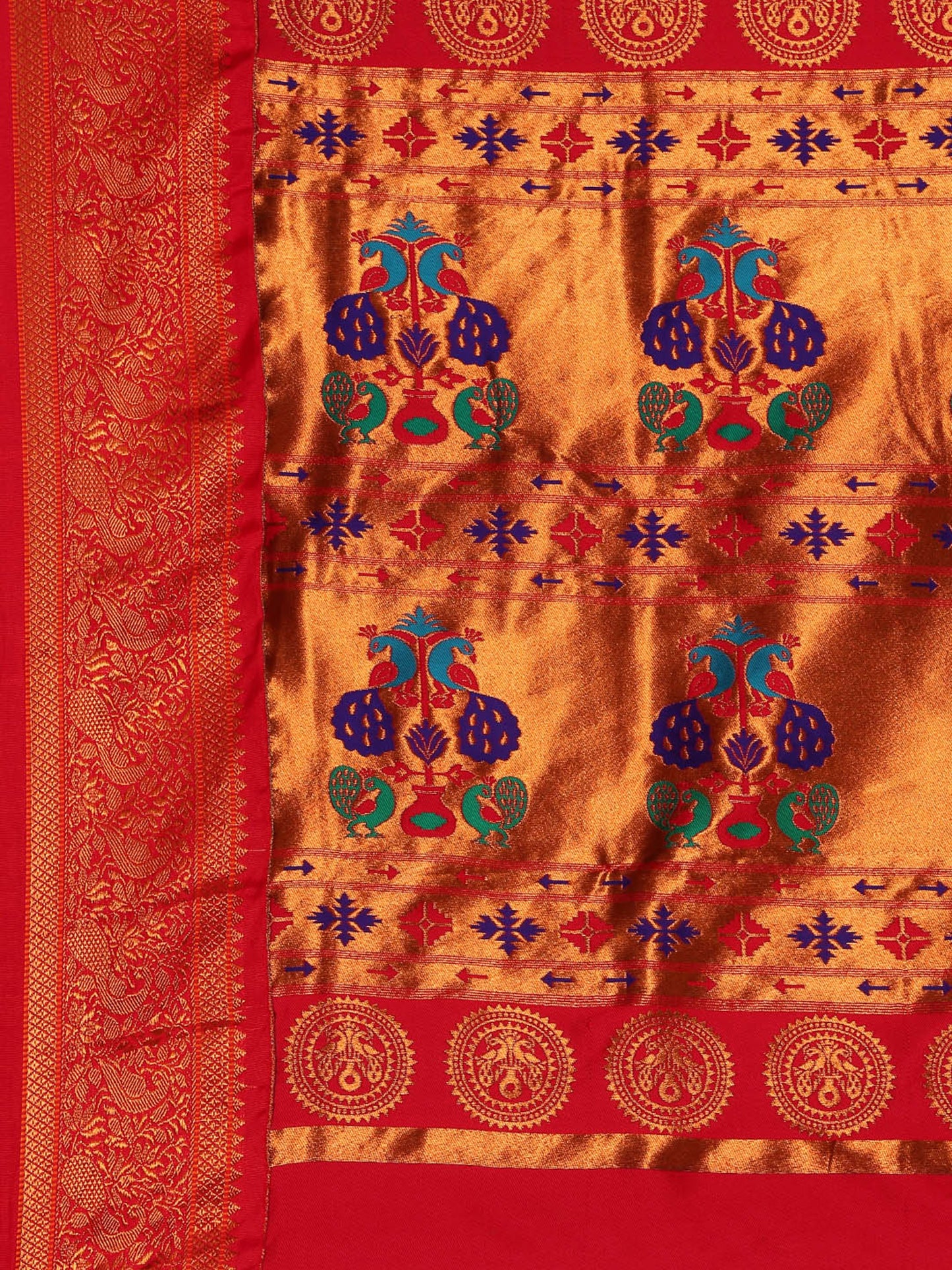 Chandani Maroon & Red Soft Silk Chandrakor Paithani Saree