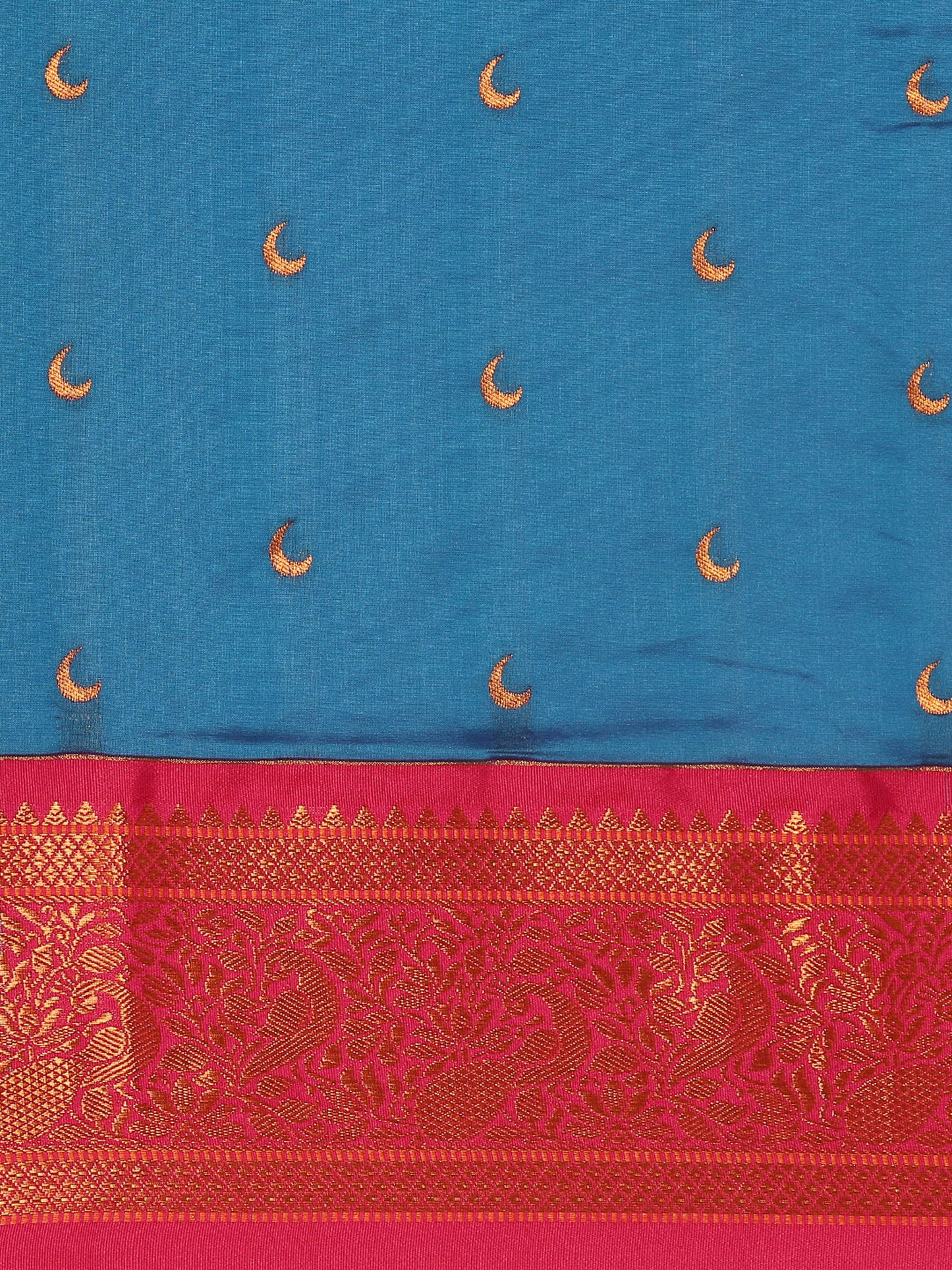 Chandani Firozi & Pink Soft Silk Chandrakor Paithani Saree