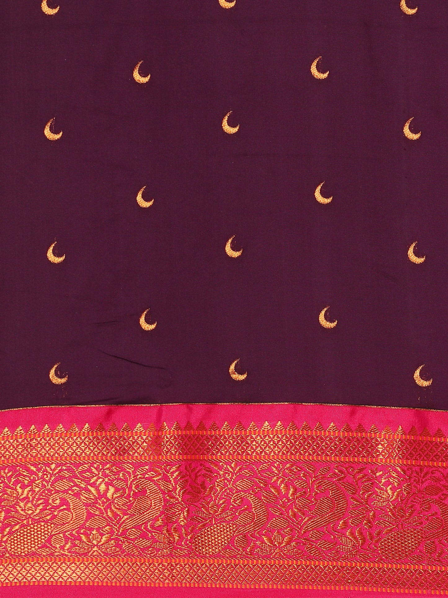 Chandani Maroon & Pink Soft Silk Chandrakor Paithani Saree