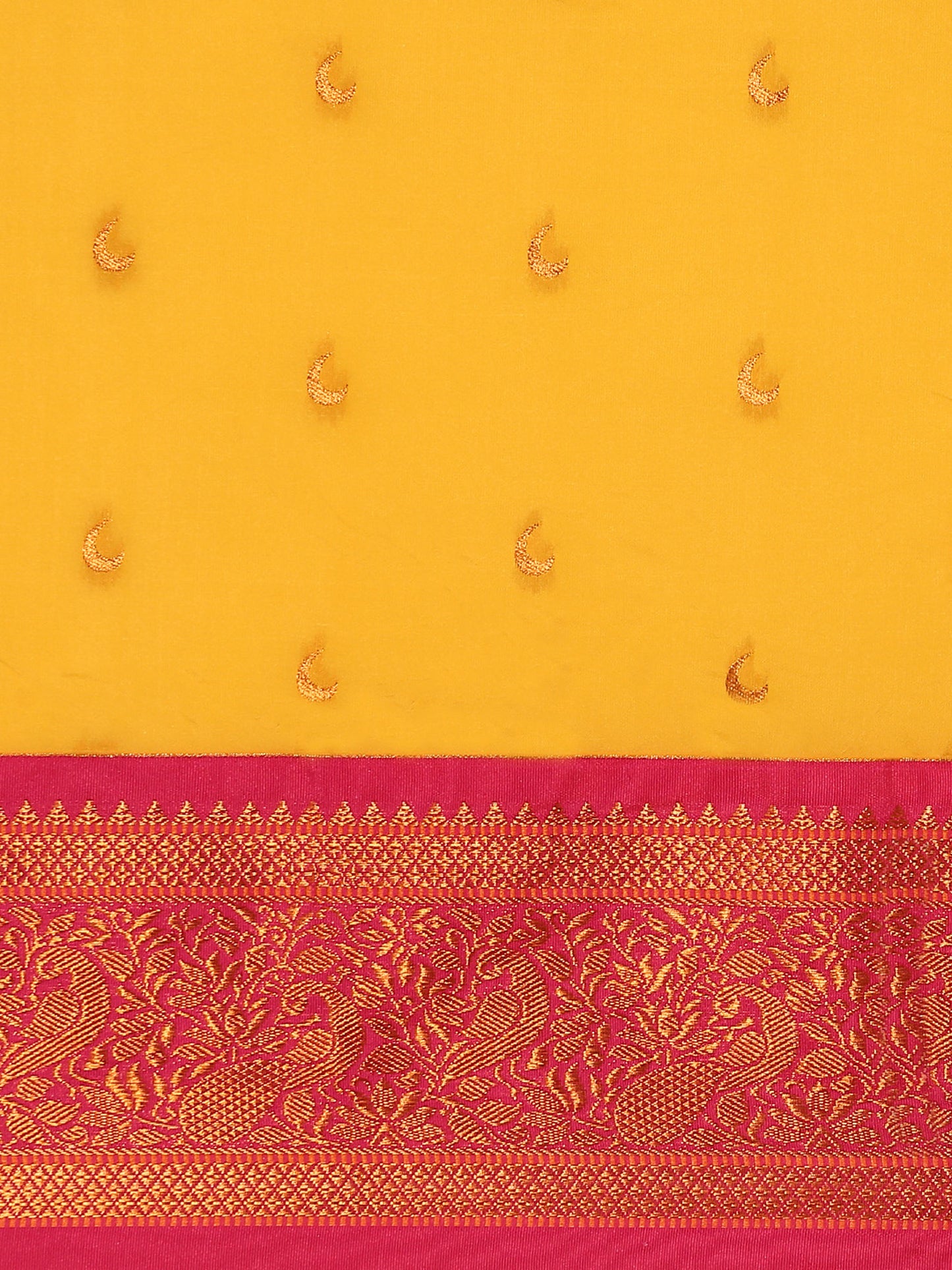 Chandani Haldi & Pink Soft Silk Chandrakor Paithani Saree