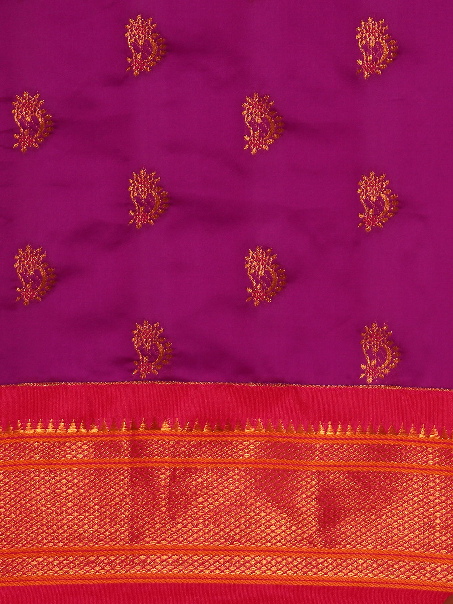 Baanai Purple & Pink Soft Silk Peshwai Nath Paithani Saree