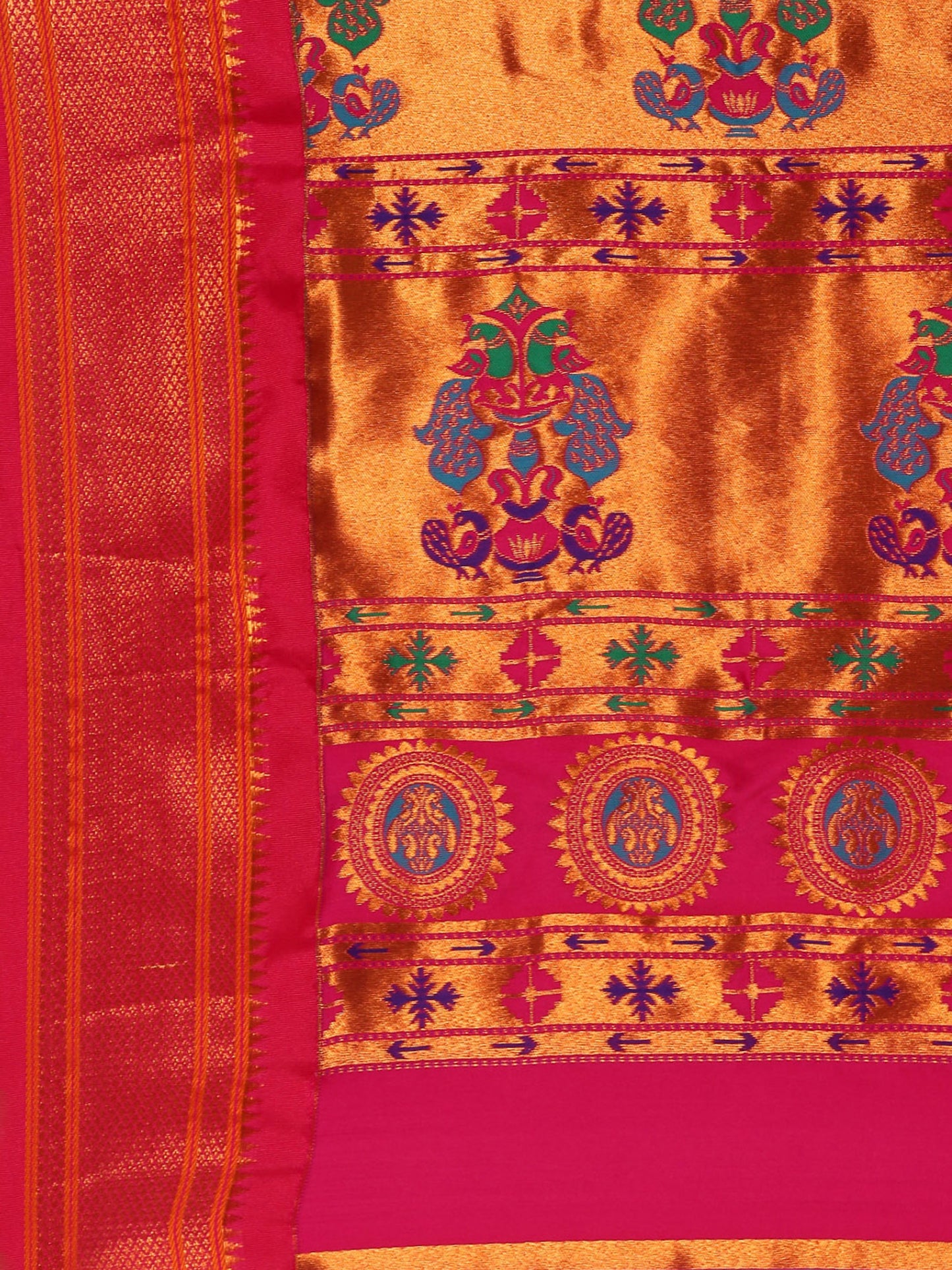 Baanai Purple & Pink Soft Silk Peshwai Nath Paithani Saree
