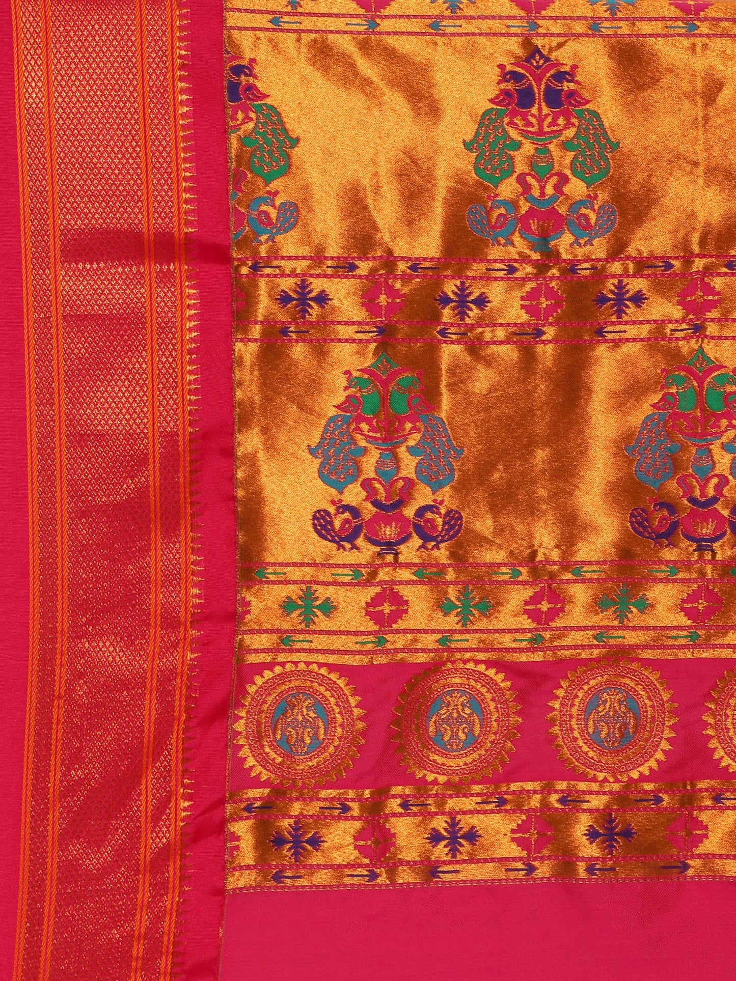 Baanai Popati & Pink Soft Silk Peshwai Nath Paithani Saree