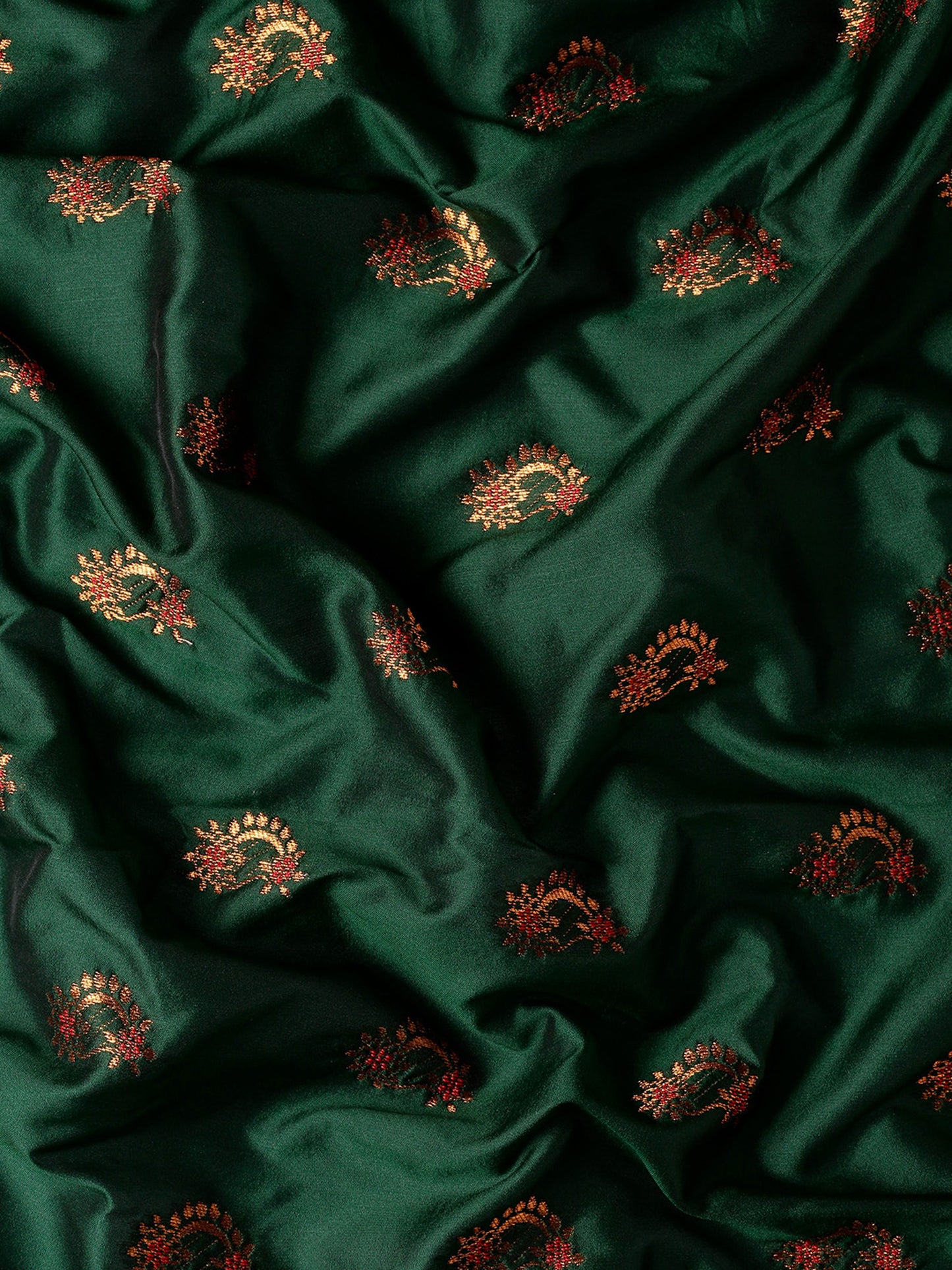 Mhalasa Bottle Green & Red Soft Silk Peshwai Nath Paithani Saree