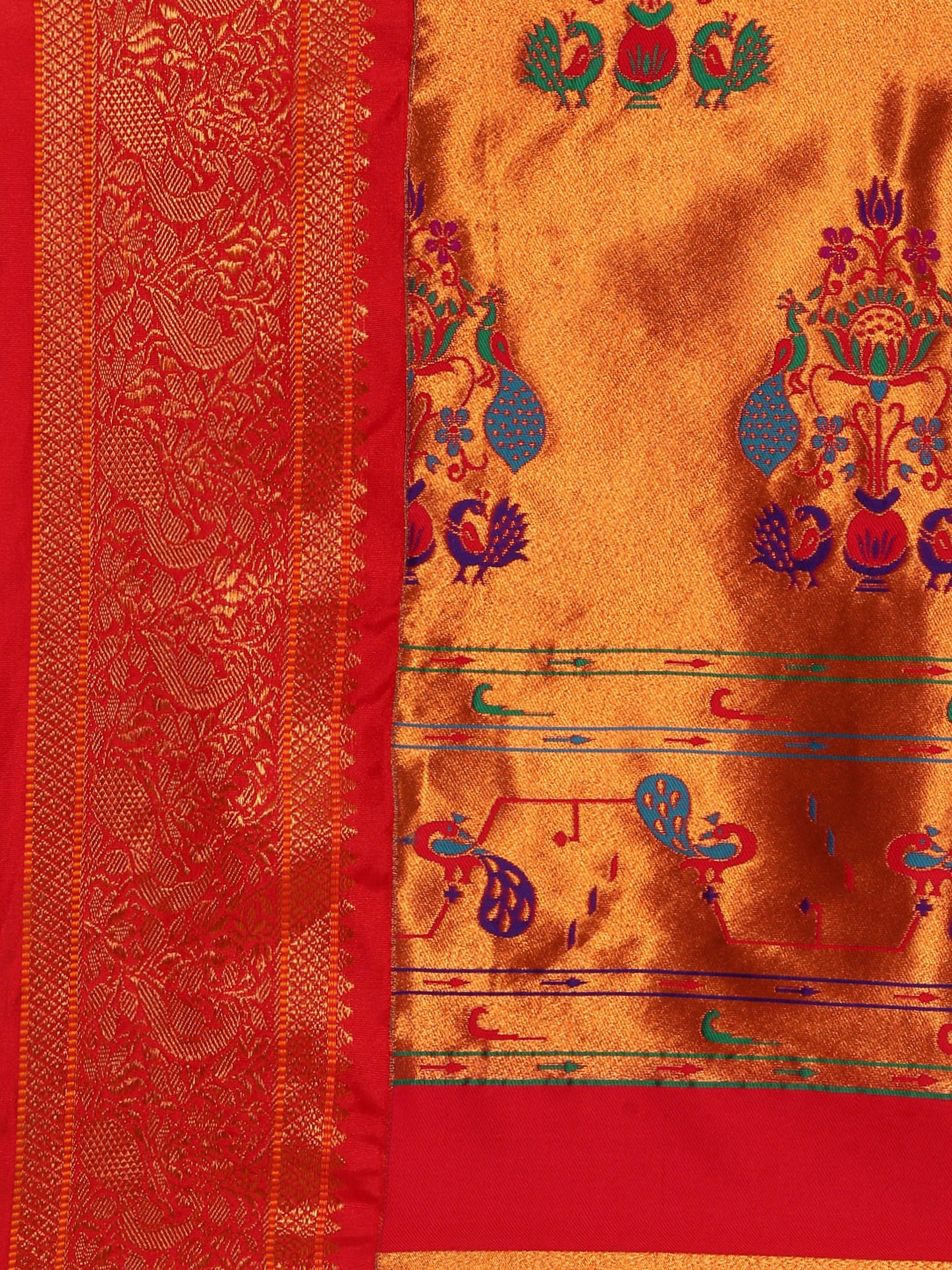 Mhalasa Purple & Red Soft Silk Peshwai Nath Paithani Saree
