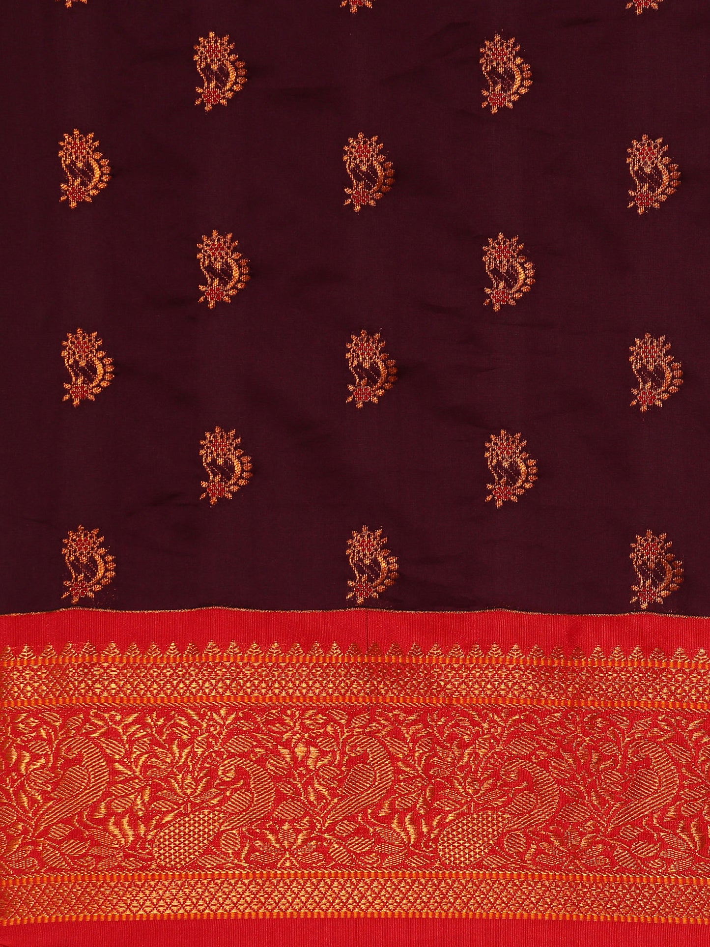Mhalasa Maroon & Red Soft Silk Peshwai Nath Paithani Saree