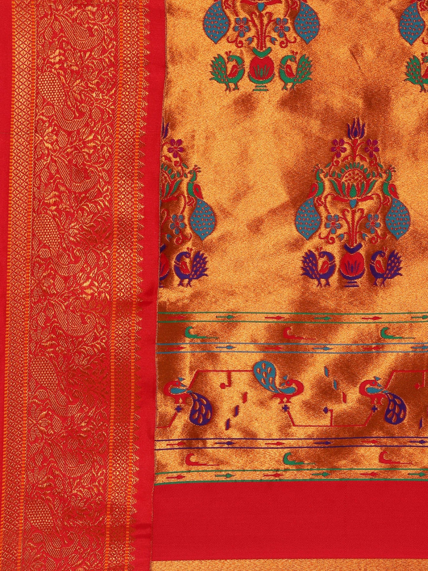 Mhalasa Maroon & Red Soft Silk Peshwai Nath Paithani Saree