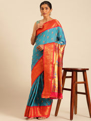 Mhalasa Rama & Red Soft Silk Peshwai Nath Paithani Saree