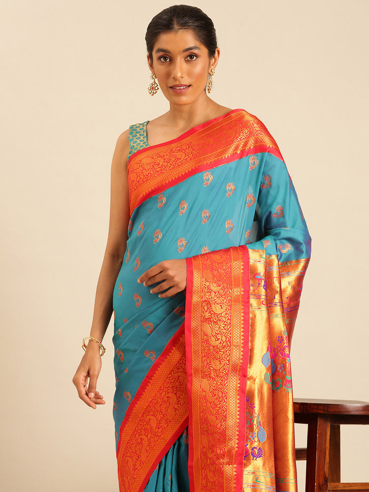 Mhalasa Rama & Red Soft Silk Peshwai Nath Paithani Saree