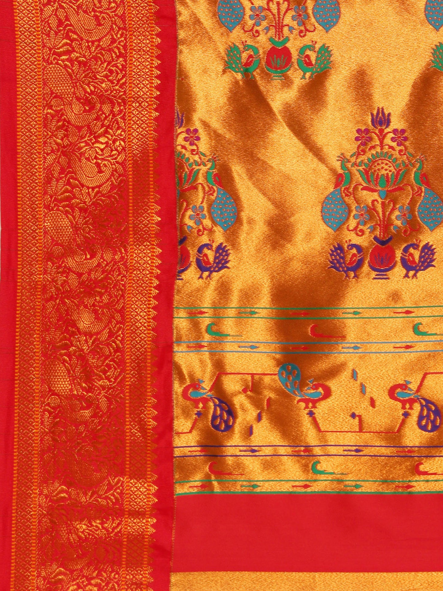 Mhalasa Chintamani & Red Soft Silk Peshwai Nath Paithani Saree