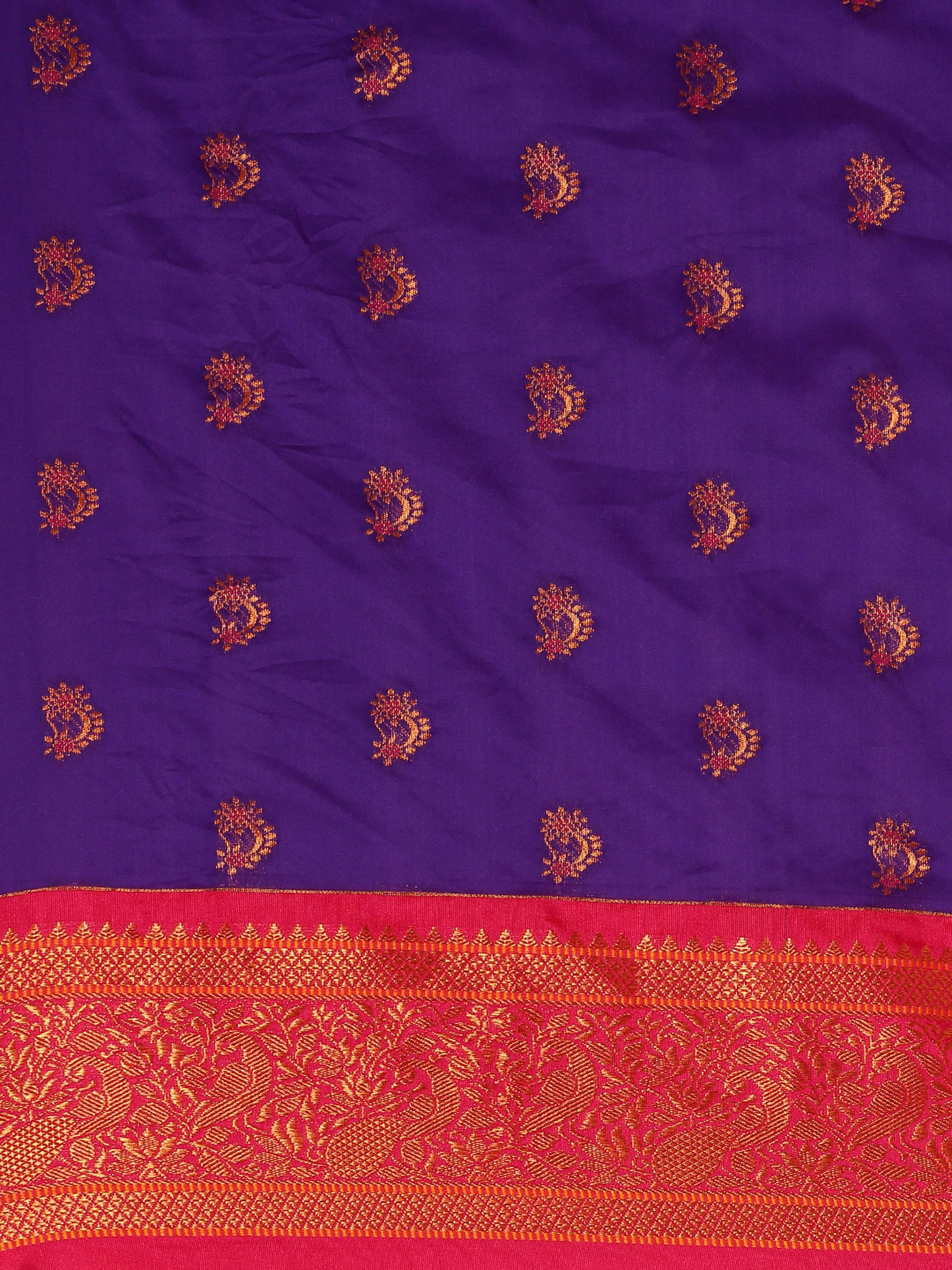 Mhalasa Indigo Blue & Pink Soft Silk Peshwai Nath Paithani Saree