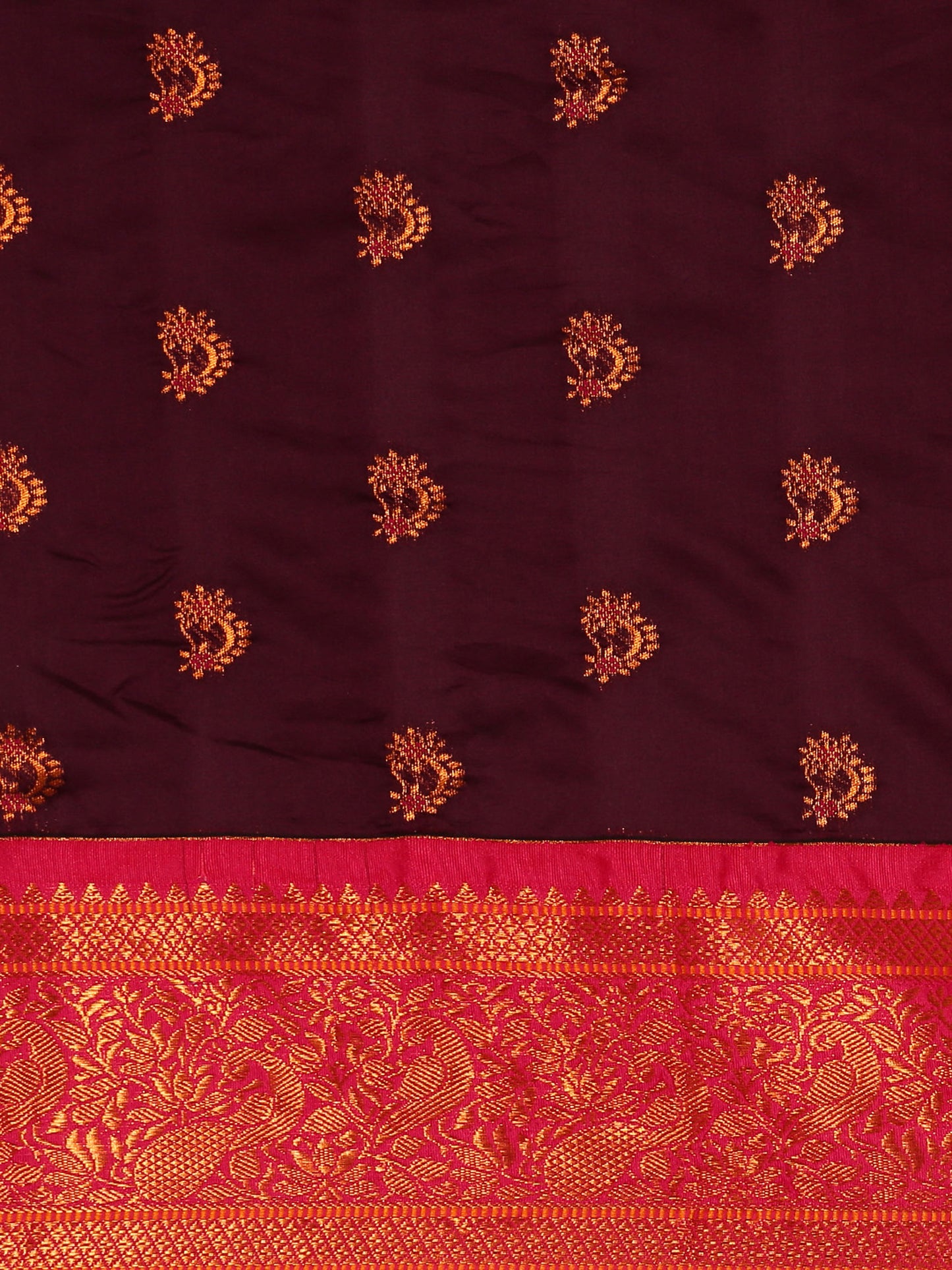 Mhalasa Maroon & Pink Soft Silk Peshwai Nath Paithani Saree