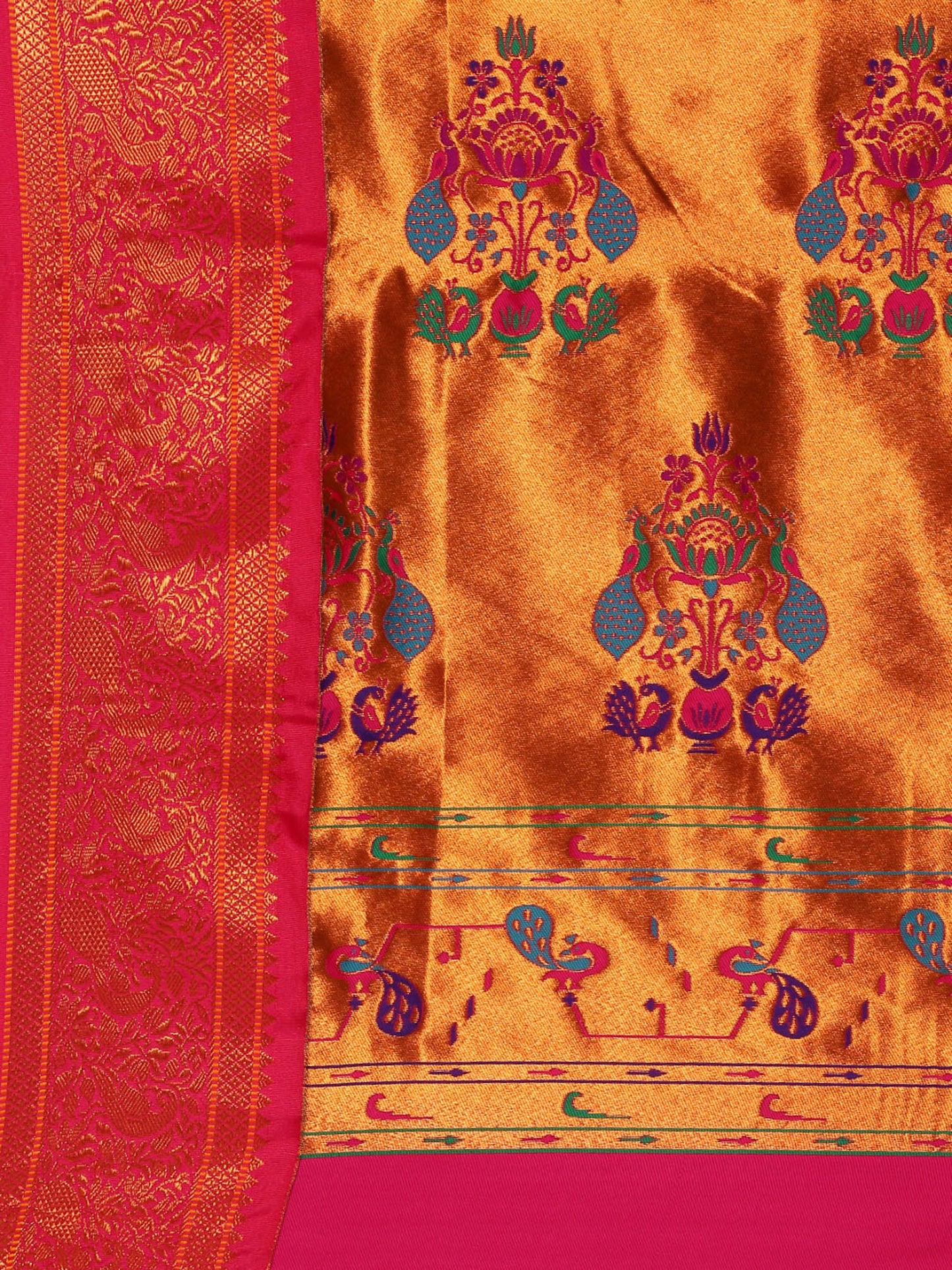 Mhalasa Maroon & Pink Soft Silk Peshwai Nath Paithani Saree