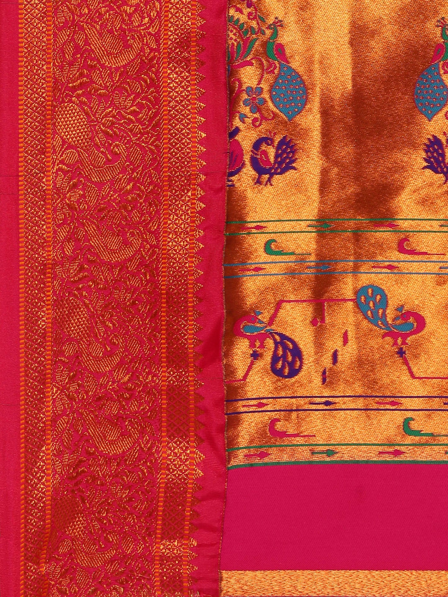 Mhalasa Rama & Pink Soft Silk Peshwai Nath Paithani Saree