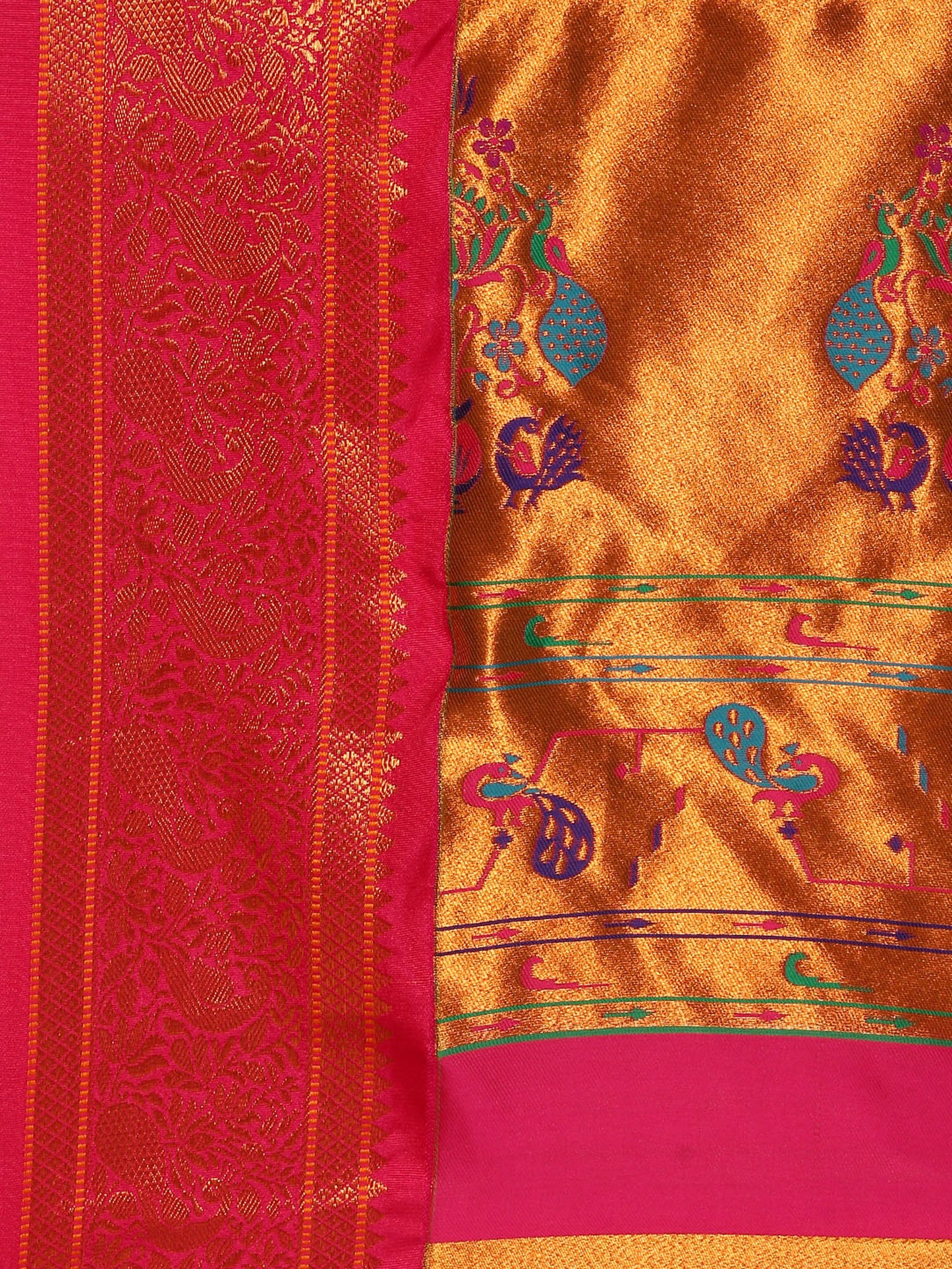 Mhalasa Chintamani & Pink Soft Silk Peshwai Nath Paithani Saree